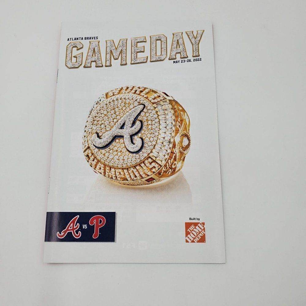 Atlanta Braves Gameday Program May 23-26 2022 Championship Ring Phillies